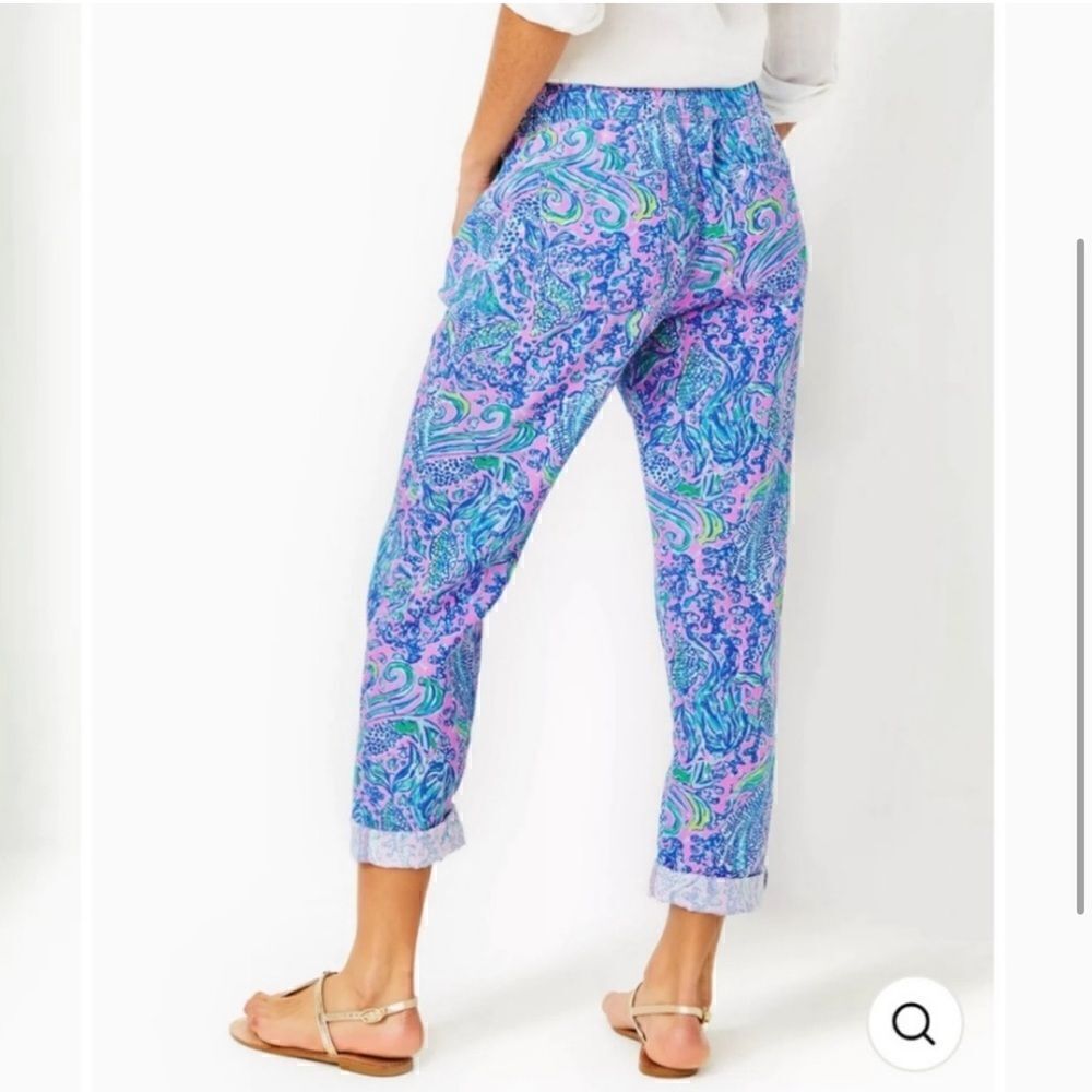 Lilly Pulitzer Taron Linen Pants Lilac Rose We Mermaid It Size XS